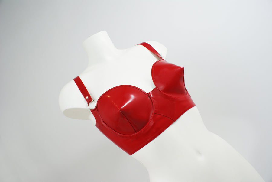 Image of: Red latex bra