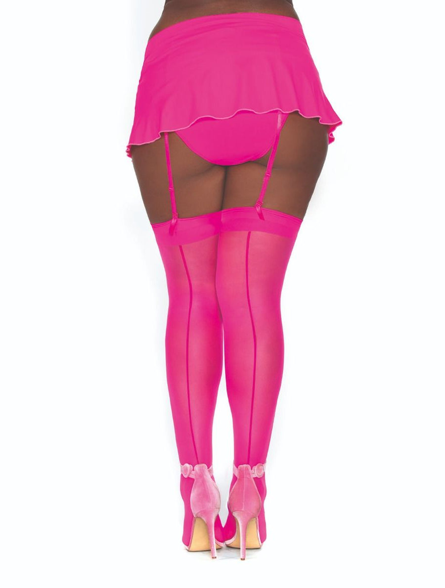 Hot Pink Seamed Stockings Plus Size