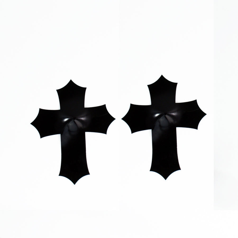 Cache-tétons en latex en forme de croix gothique Cruxifix