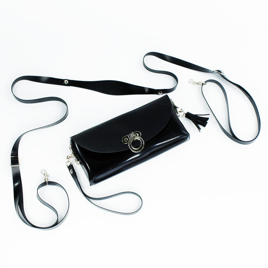 O-Ring Latex Clutch and Shoulder Purse Bag