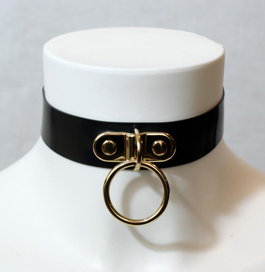GOLD Edition Latex D-Ring Halsband mit kleinem O-Ring